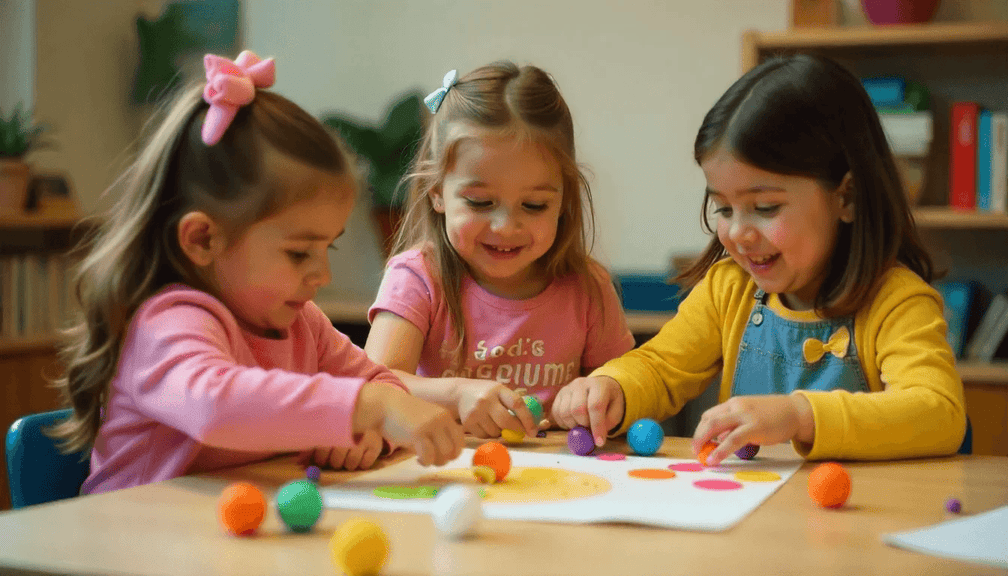 Crianças aprendendo na prática na escola